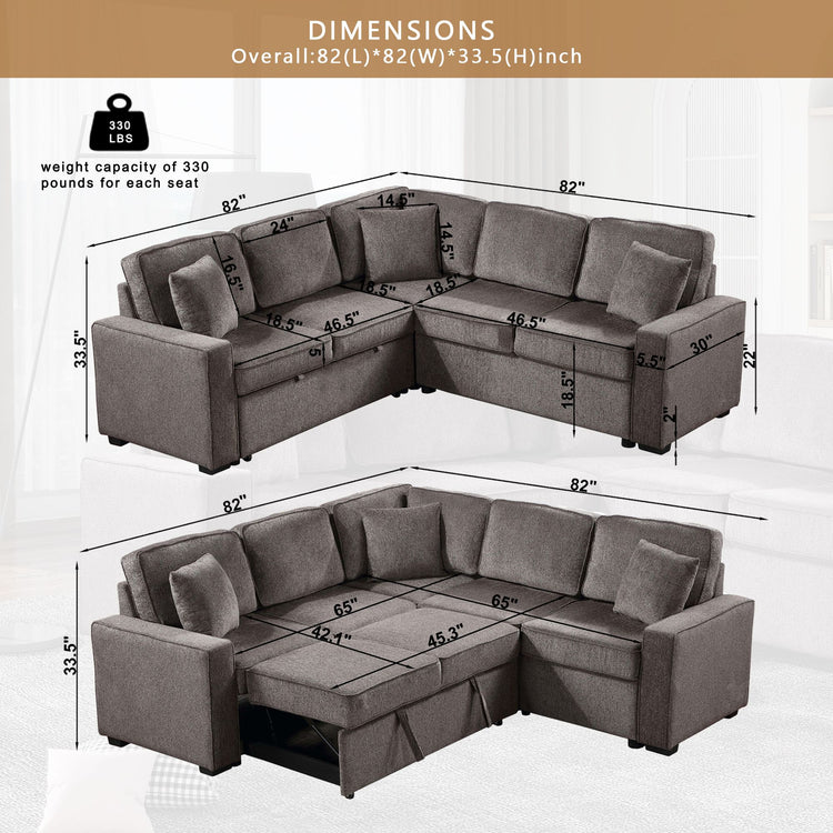 Onbeam Sectional Sleeper Sofa with Pull Out Bed