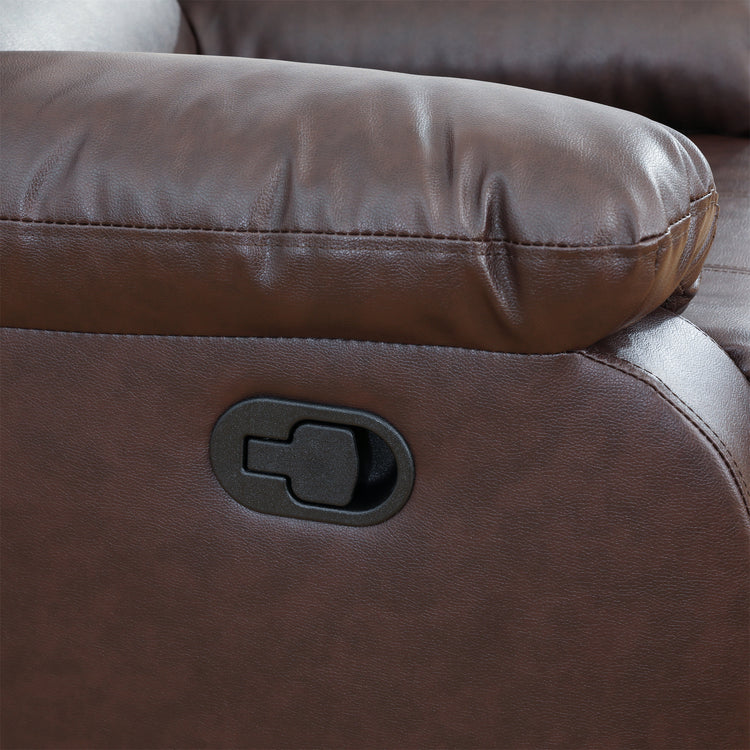 Onbeam Double Manual Recliner Chair, Overstuffed Loveseat with Cupholder for Living Room, Leather, Brown