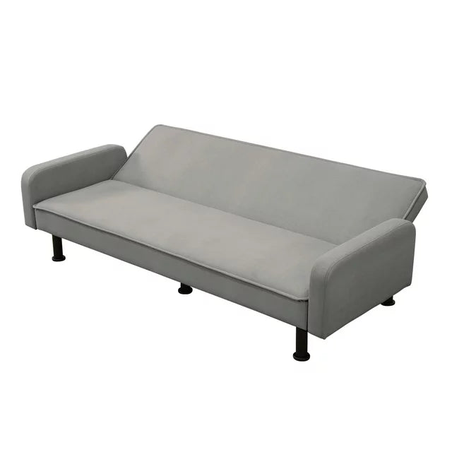 Onbeam 78" Convertible Futon Sofa Bed, Upholstered Arm Couch for Home Office, Flannel, Gray